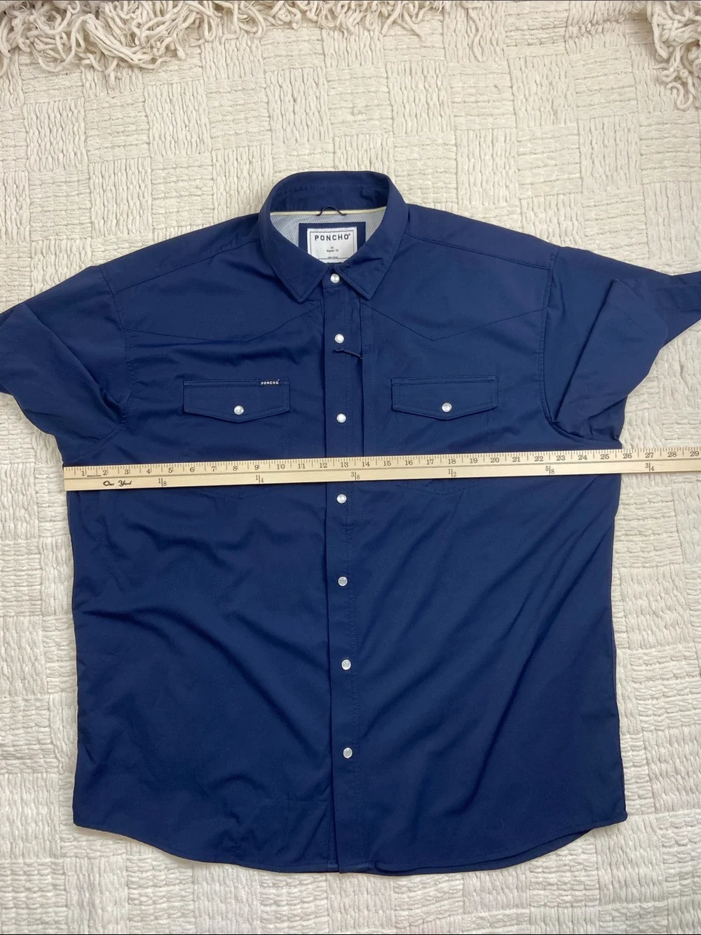 Poncho The Del Mar Western Performance Short Sleeve Shirt Navy XL - Picture 8 of 13